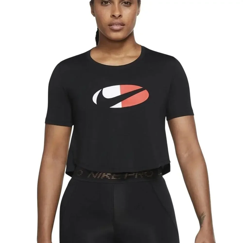 Nike‎ Women's Dri-Fit Lightweight Cropped Athletic Tshirt Black Size Medium NWT